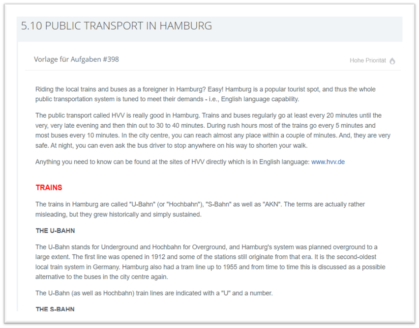 of the PUBLIC TRANSPORT in Hamburg
